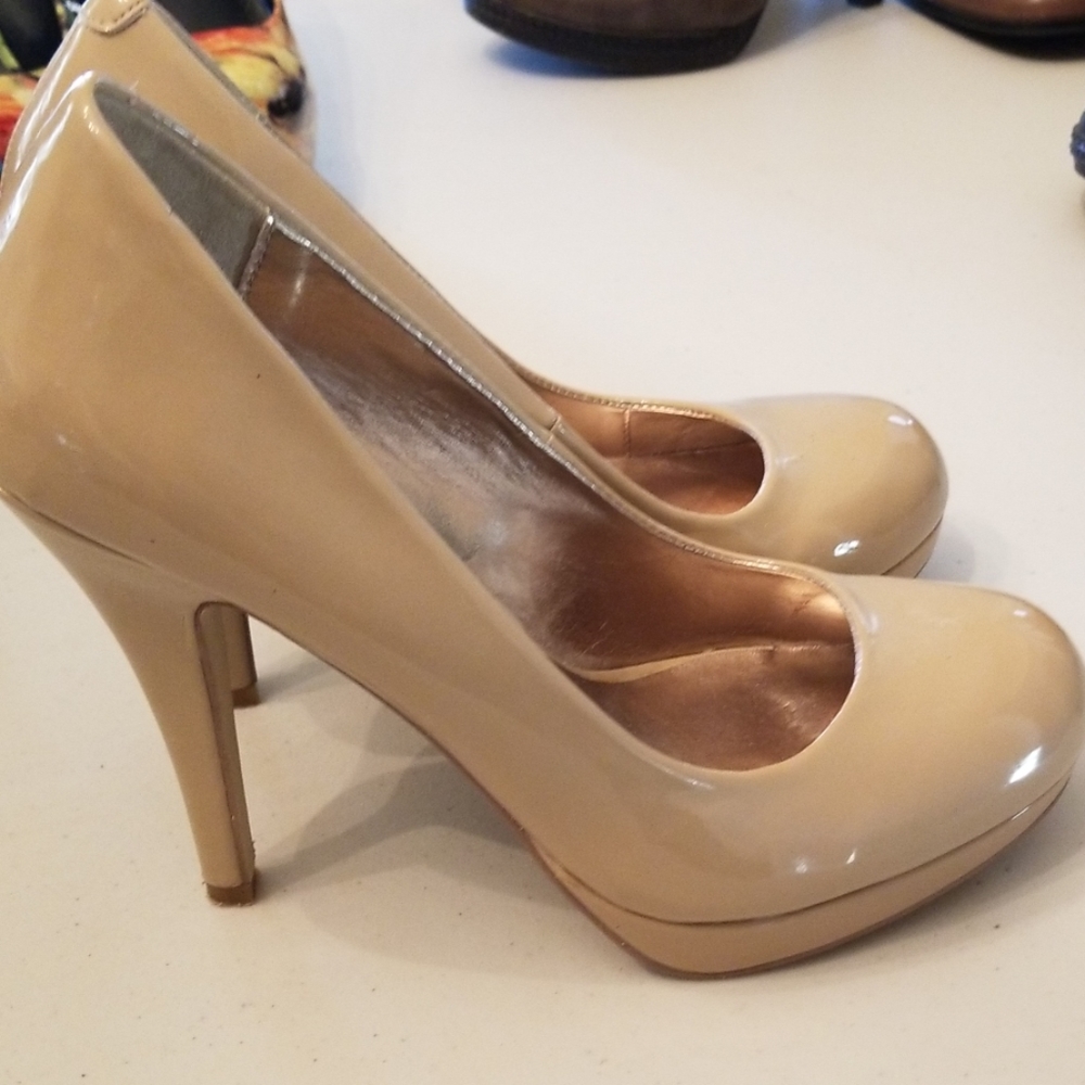 Nude patent 5" Madden Girl heels